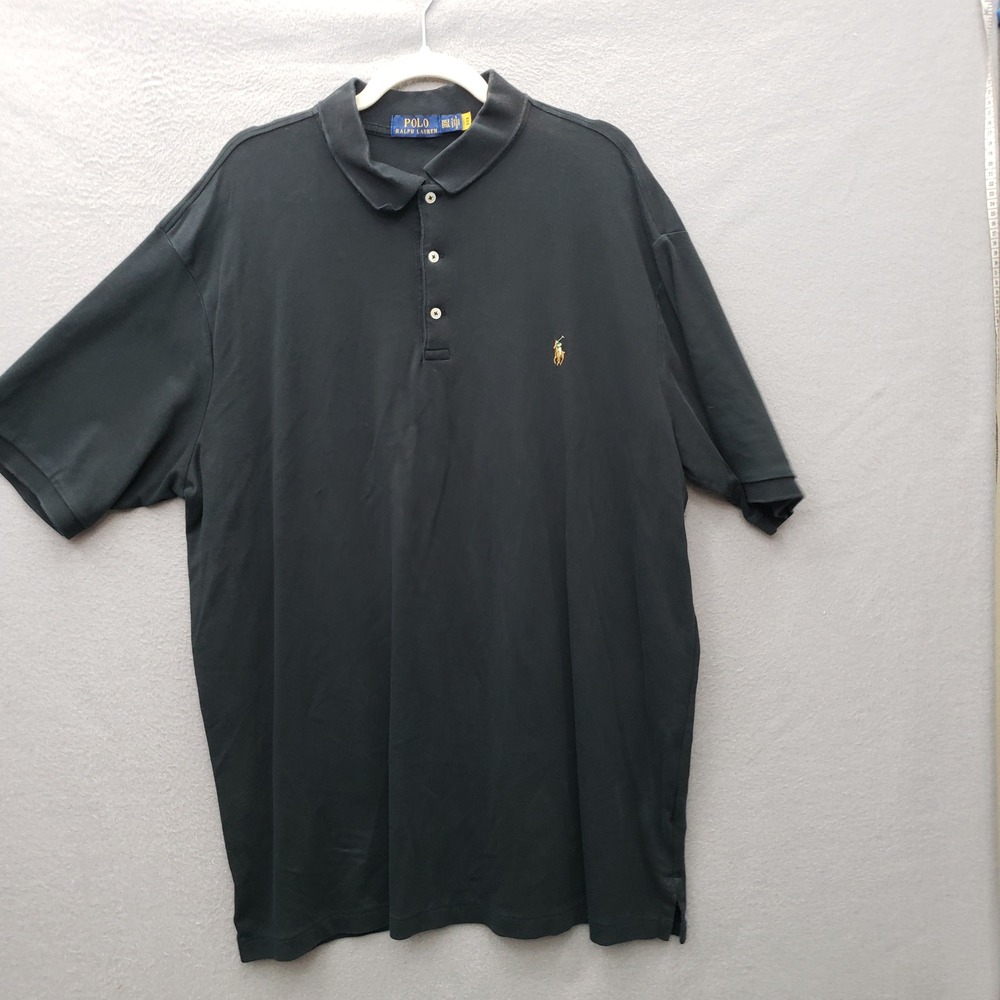 Polo Ralph Lauren Classic Polo Shirt Black Flesh Pony Logo Preppy Dad Size 2XLT